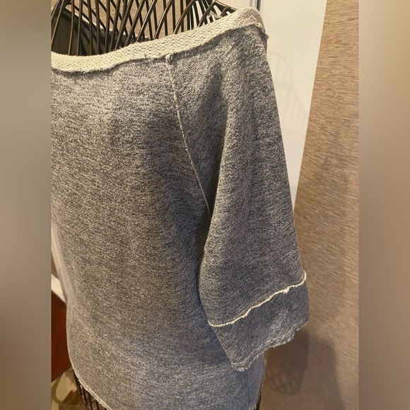 Anthropologie Grey Dolan T-Shirt Raw Edge French Terry Top - Picture 4 of 6